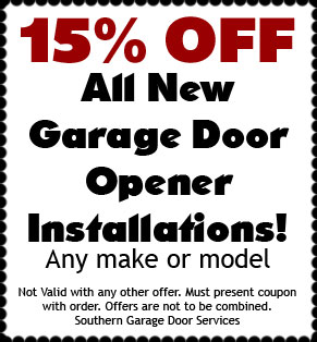 15% off All New Garage Door Opener Installations